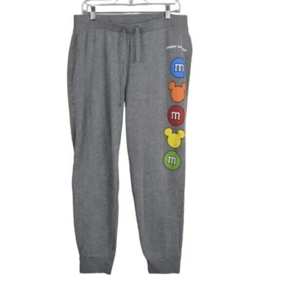 Disney Springs M&M Mickey Mouse Track Pants Joggers Sweatpants Gray Size Large - Picture 1 of 9